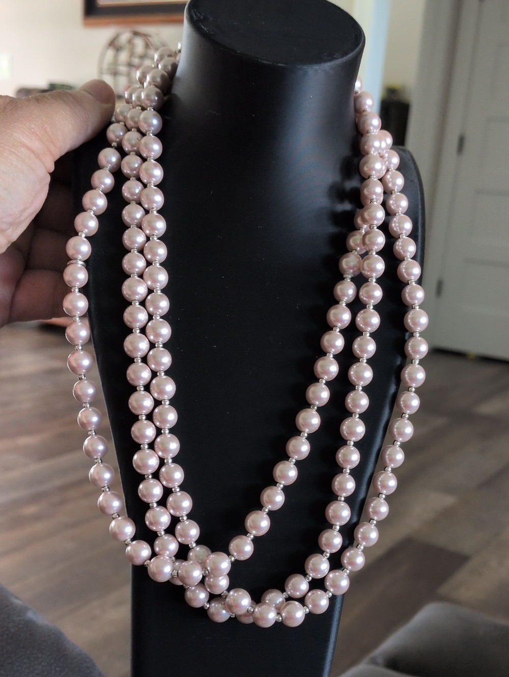 Anne Klein Soft Pink Multi-Strand Pearl Necklace